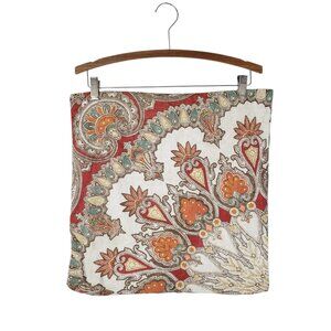 Pottery Barn Valencia Ikat Paisley Cotton Linen Throw Pillow Cover Tan Orange